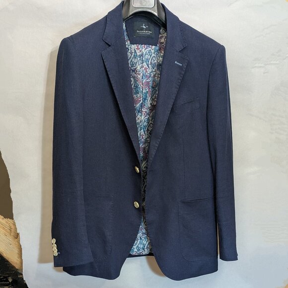 Tailorbyrd 40R Linen Jacket Navy Blue - Picture 6 of 6